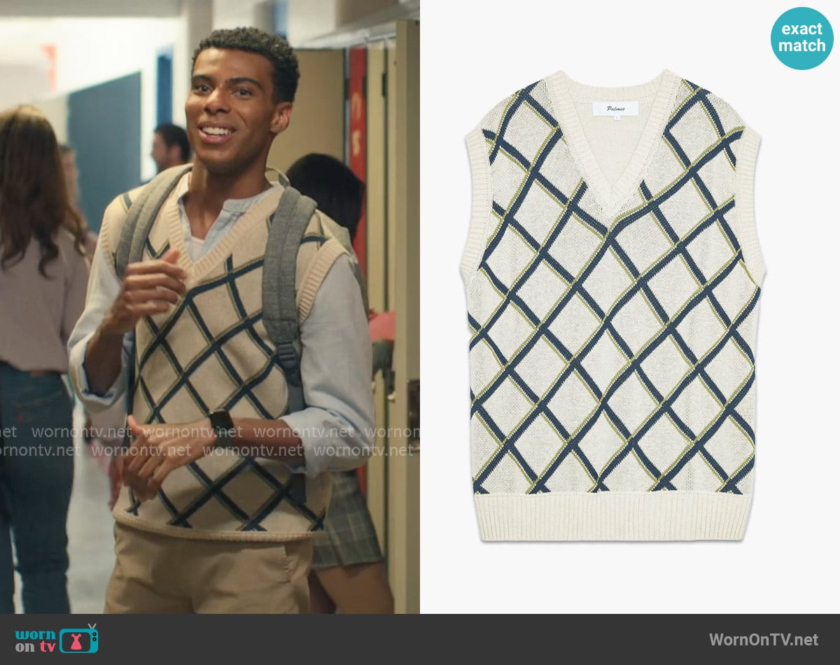 Palmes Argyle Knitted Vest worn by Skylar Summerhill (Jaylan Evans) on My Life with the Walter Boys Palmes Argyle Knitted Vest worn by Skylar Summerhill (Jaylan Evans) on My Life with the Walter Boys