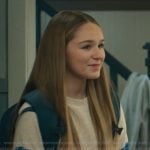 Parker’s white sleeve stripe sweatshirt on My Life with the Walter Boys Parker’s white sleeve stripe sweatshirt on My Life with the Walter Boys