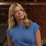 Phyllis’s blue ring detail dress on The Young and the Restless
