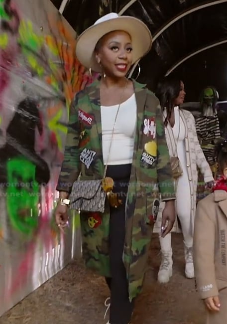 Pinky's monogram shoulder bag on The Real Housewives of Atlanta