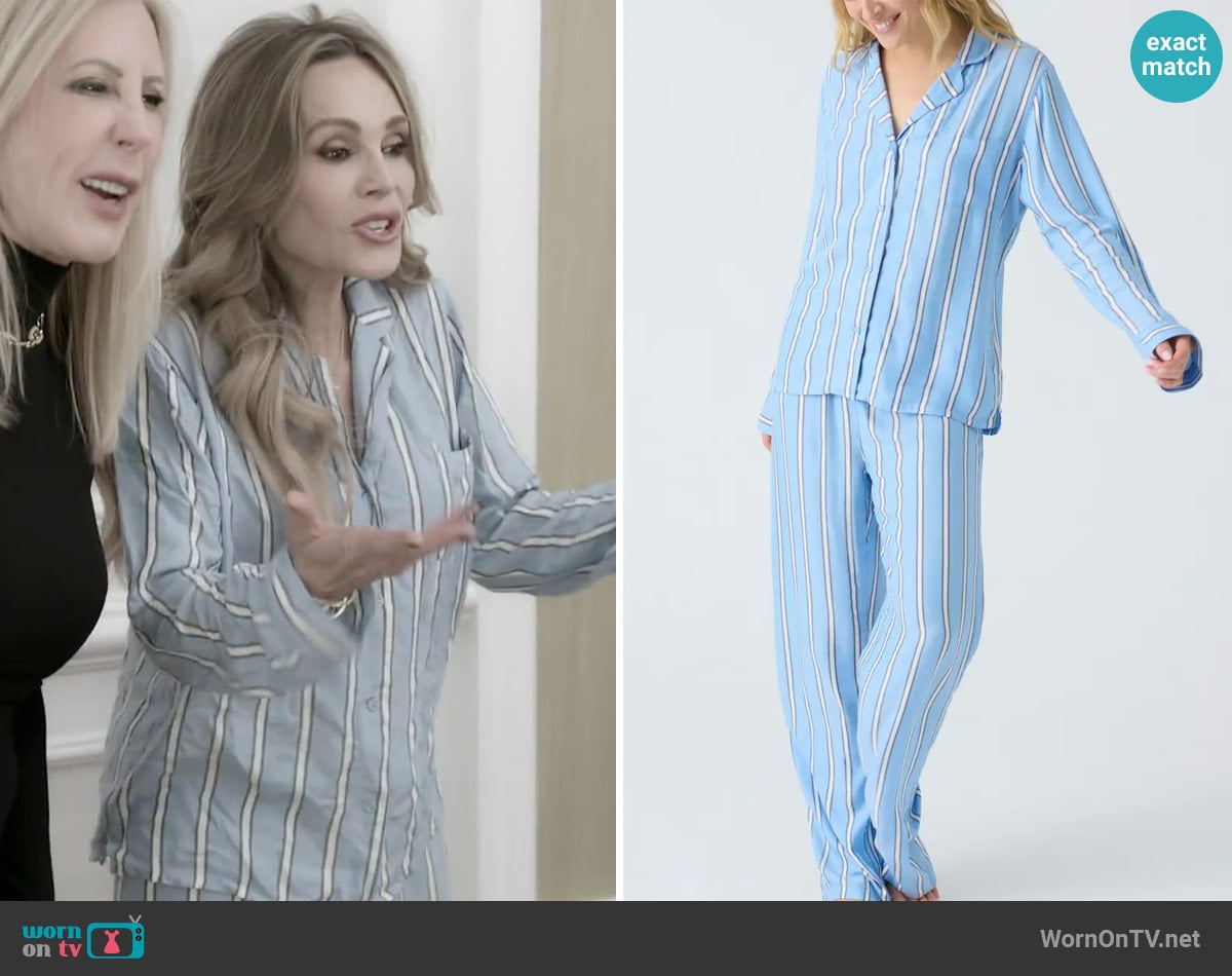 PJ Salvage Stripe Hype Pajamas & Head Wrap Set worn by Tamra Judge on The Real Housewives of Orange County PJ Salvage Stripe Hype Pajamas & Head Wrap Set worn by Tamra Judge on The Real Housewives of Orange County