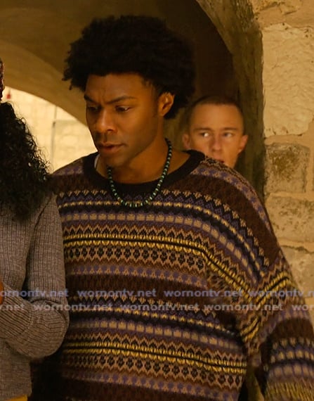 Pope's fair isle print sweater on Outer Banks