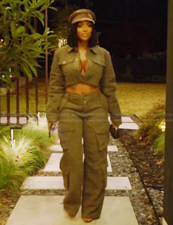 Porsha’s gray cropped teddy jacket on The Real Housewives of Atlanta