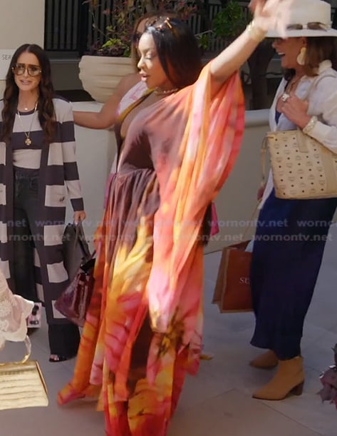 Porsha’s tie dye maxi dress on The Real Housewives Ultimate Girls Trip