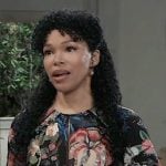 Portia’s floral long sleeve dress on General Hospital Portia’s floral long sleeve dress on General Hospital