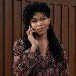 Portia’s purple floral dress on General Hospital Portia’s purple floral dress on General Hospital