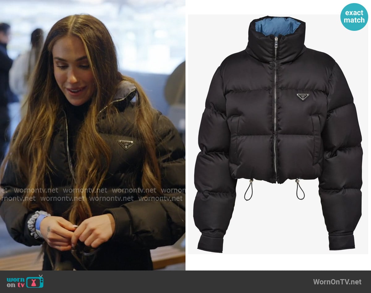 Prada Cropped Down Jacket worn by Ariana Biermann on Next Gen NYC Prada Cropped Down Jacket worn by Ariana Biermann on Next Gen NYC