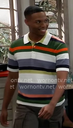 Quinn’s striped polo shirt on General Hospital Quinn’s striped polo shirt on General Hospital