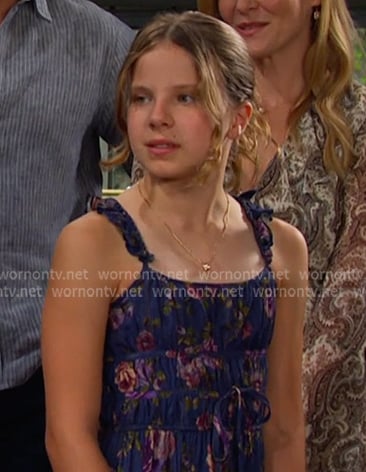 Rachel’s blue floral smocked dress on Days of our Lives