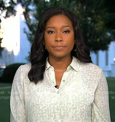 RAchel's green print button down shirt on Good Morning America