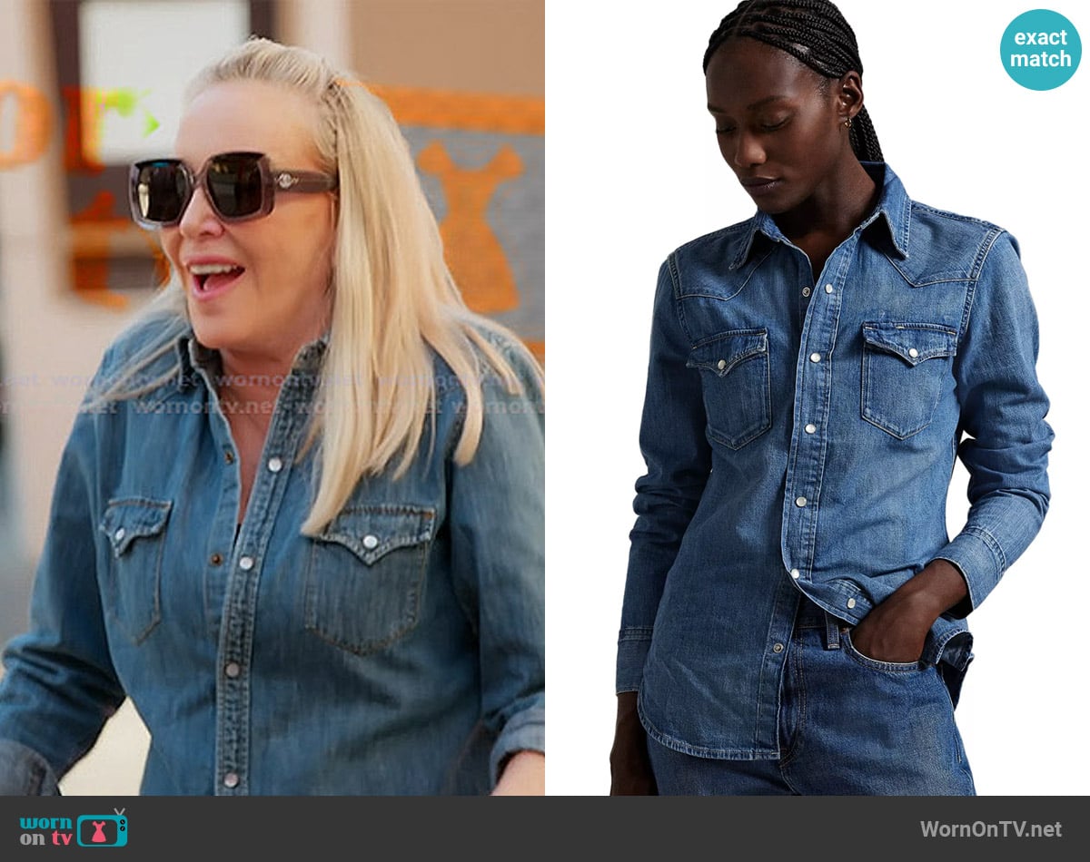 Ralph Lauren Denim Western Shirt worn by Shannon Beador on The Real Housewives of Orange County Ralph Lauren Denim Western Shirt worn by Shannon Beador on The Real Housewives of Orange County