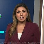 Rana Novini’s burgundy double breasted blazer on NBC News Daily Rana Novini’s burgundy double breasted blazer on NBC News Daily