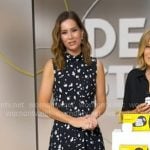 Rebecca’s black printed sleeveless midi dress on Good Morning America Rebecca’s black printed sleeveless midi dress on Good Morning America