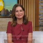 Rebecca’s burgundy tie neck top and pencil skirt on Good Morning America Rebecca’s burgundy tie neck top and pencil skirt on Good Morning America