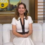 Rebecca’s white and brown zip front dress on Good Morning America Rebecca’s white and brown zip front dress on Good Morning America