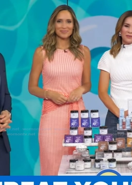 Rhiannon's pink gingham check tie dress on Good Morning America