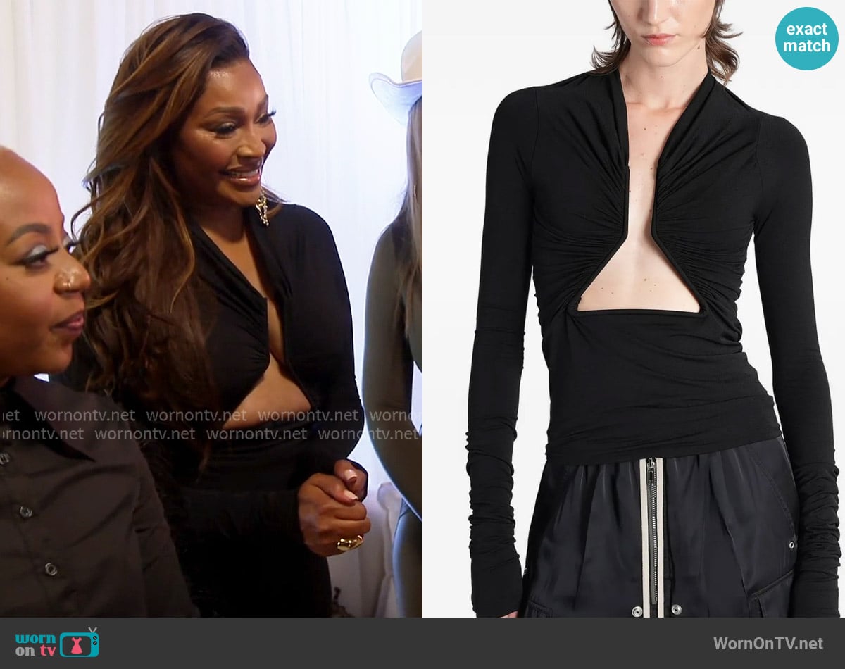 Rick Owens Ruched cutout top worn by Cynthia Bailey on The Real Housewives of Atlanta Rick Owens Ruched cutout top worn by Cynthia Bailey on The Real Housewives of Atlanta
