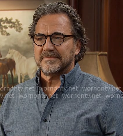 Ridge’s blue button down shirt on The Bold and the Beautiful Ridge’s blue button down shirt on The Bold and the Beautiful