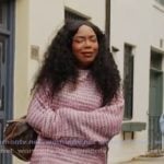 Riley’s pink stripe knit sweater on Next Gen NYC Riley’s pink stripe knit sweater on Next Gen NYC