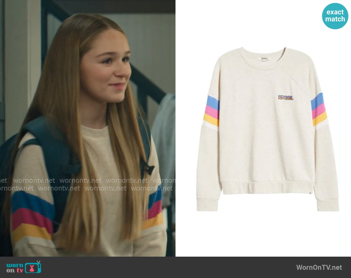 Rip Curl Las Dalias Cotton Blend Fleece Raglan Sweatshirt worn by Parker Walter (Alix West Lefler) on My Life with the Walter Boys Rip Curl Las Dalias Cotton Blend Fleece Raglan Sweatshirt worn by Parker Walter (Alix West Lefler) on My Life with the Walter Boys