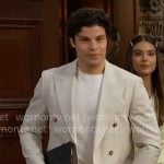 RJ’s ivory white suit on The Bold and the Beautiful RJ’s ivory white suit on The Bold and the Beautiful