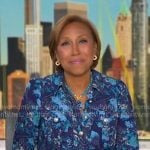 Robin’s blue printed shirtdress on Good Morning America Robin’s blue printed shirtdress on Good Morning America