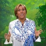 Robin’s white and blue print shirt on Good Morning America