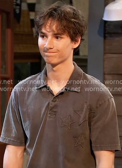 Rocco’s grey star polo shirt on General Hospital Rocco’s grey star polo shirt on General Hospital