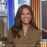Rocsi’s olive green cropped button down shirt on Good Morning America Rocsi’s olive green cropped button down shirt on Good Morning America