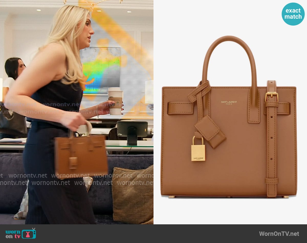 Saint Laurent Sac De Jour nano textured-leather tote worn by Gina Kirschenheiter on The Real Housewives of Orange County Saint Laurent Sac De Jour nano textured-leather tote worn by Gina Kirschenheiter on The Real Housewives of Orange County