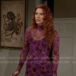 Sally’s purple floral mesh dress on The Young and the Restless