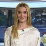 Sarah Pidgeon’s cream lace-up top and skirt on Today Sarah Pidgeon’s cream lace-up top and skirt on Today
