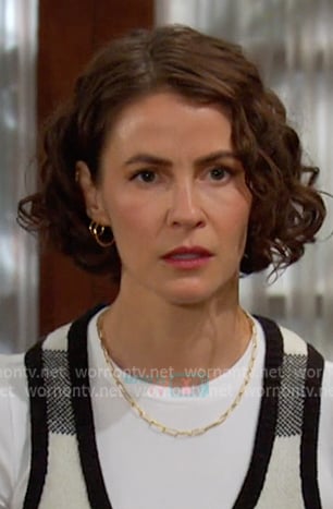 Sarah’s black check knit vest on Days of our Lives