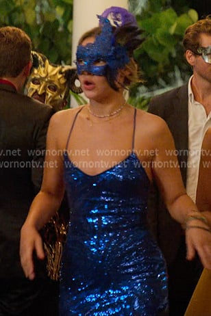 Sarah’s blue sequin gown on Outer Banks Sarah’s blue sequin gown on Outer Banks