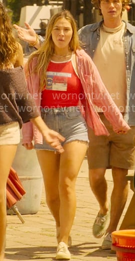 Sarah’s red striped linen shirt on Outer Banks Sarah’s red striped linen shirt on Outer Banks
