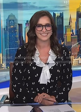 Savannah’s black bow print ruffle dress on NBC News Daily