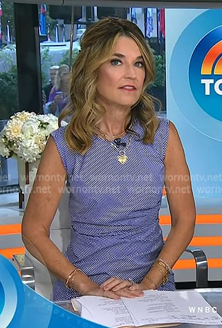 Savannah's blue check ruched dress on Today