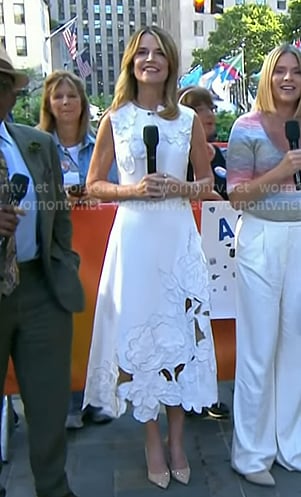Savannah's white floral applique midi dress on Today