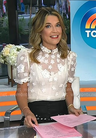Savannah's white lace top and black skirt on Today