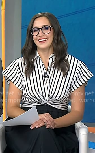 Savannah's white striped cropped top on Today
