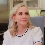 Shannon’s white short sleeve top on The Real Housewives of Orange County Shannon’s white short sleeve top on The Real Housewives of Orange County