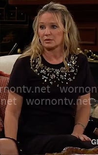 Sharon’s black crystal embellished top on The Young and the Restless