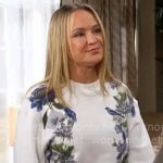 Sharon’s floral sweatshirt on The Young and the Restless Sharon’s floral sweatshirt on The Young and the Restless