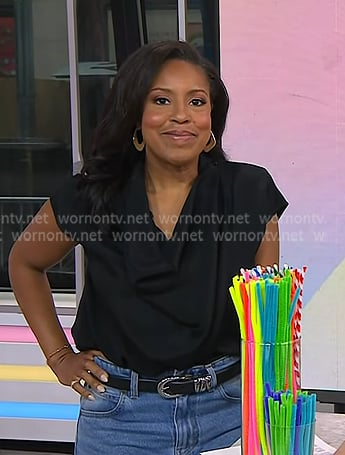Sheinelle’s black cowl neck top on Today