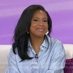 Sheinelle's blue striped button down blouse on Today Sheinelle's blue striped button down blouse on Today
