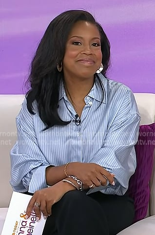 Sheinelle’s blue striped button down blouse on Today