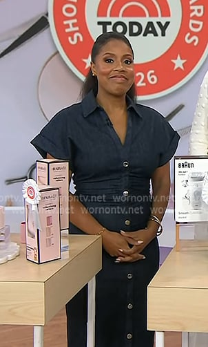 Sheinelle’s denim button front dress on Today