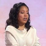 Sheinelle’s pink draped ribbed sweater on Today Sheinelle’s pink draped ribbed sweater on Today