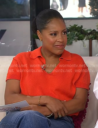 Sheinelle’s red polo sweater on Today Sheinelle’s red polo sweater on Today