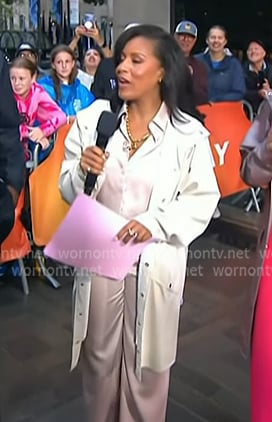 Sheinelle's white rain coat on Today